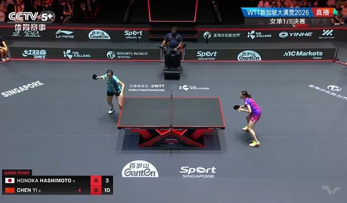 陈熠3-0横扫桥本帆乃香，晋级WTT新加坡大满贯女